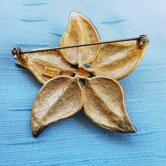 Kenneth Cole Green Star Shaped Vintage Enamel Brooch/Pin, Signed - Picture 3 of 3